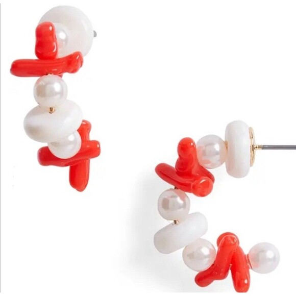 Lele Sadoughi Riviera Beaded Huggie Small Hoop Earrings New W/Flaw - Picture 1 of 8